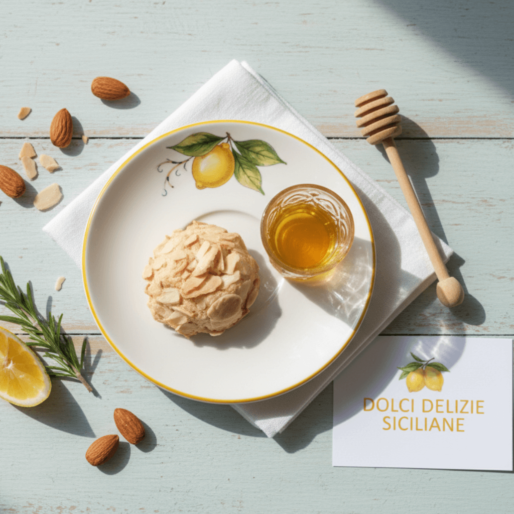 Biscotti alle mandorle con mandorle a scaglie dolci delizie siciliane su tavola apparecchiata per colazione