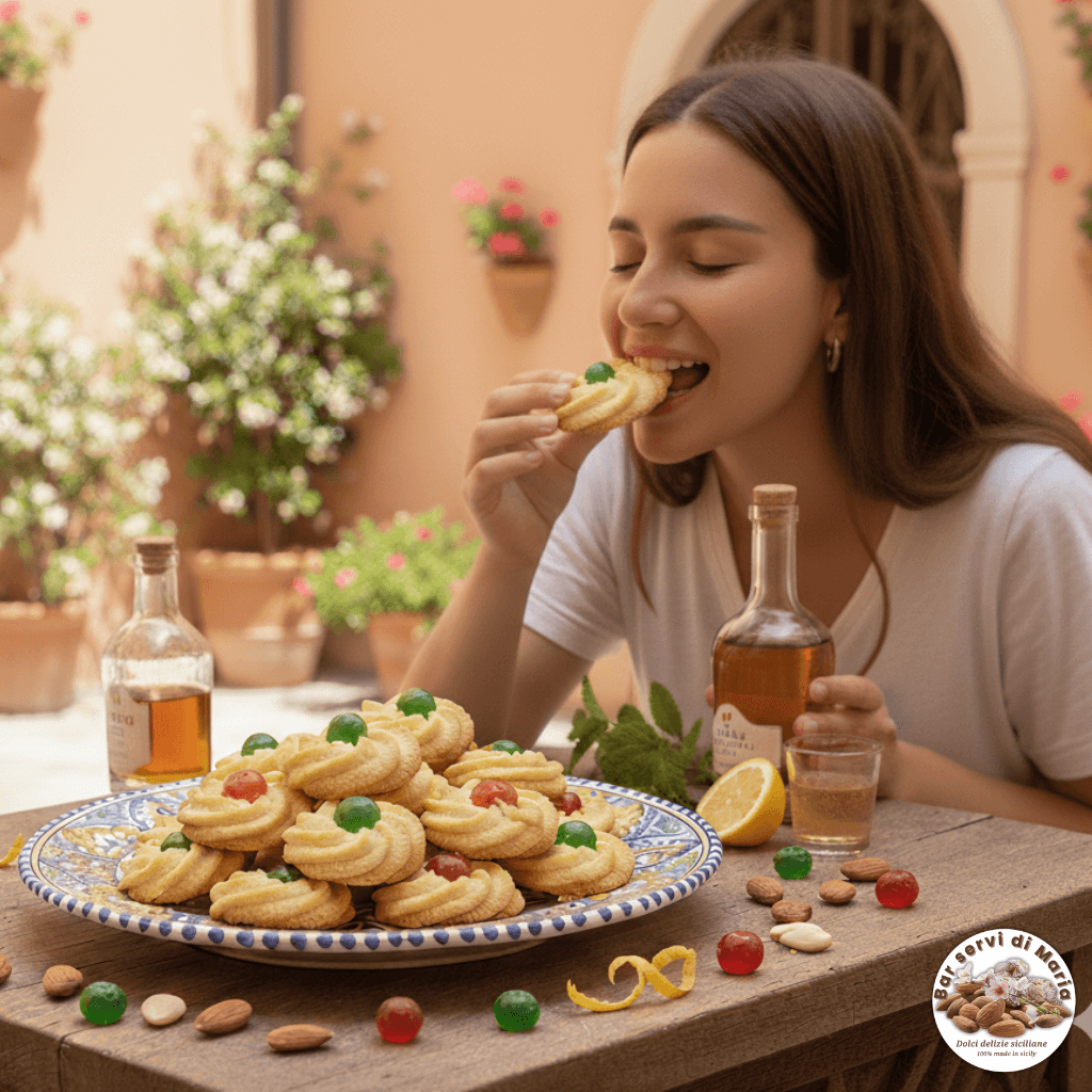Biscotti alle mandorle con ciliegia 500g - Paste di mandorla - Dolci delizie siciliane