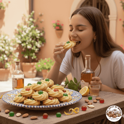 Biscotti alle mandorle con ciliegia 500g - Paste di mandorla - Dolci delizie siciliane