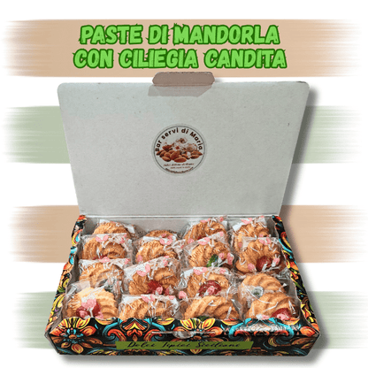 Biscotti alle mandorle con ciliegia 500g - Paste di mandorla - Dolci delizie siciliane