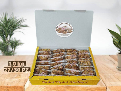 box 1kg 27/30 pezzi biscotti al pistacchio e mandorle dolci delizie siciliane