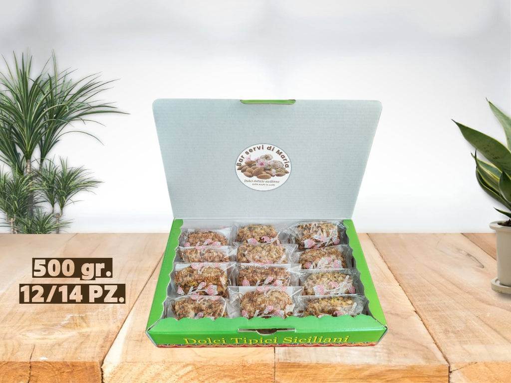 box 500g 12/14 biscotti al pistacchio e mandorle dolci delizie siciliane
