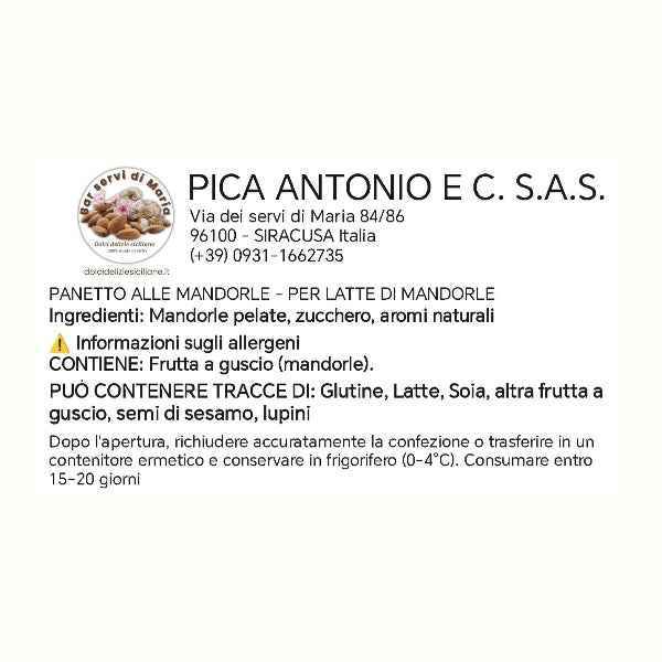 Panetto latte di mandorla 600g - Per 3 litri - Dolci delizie siciliane
